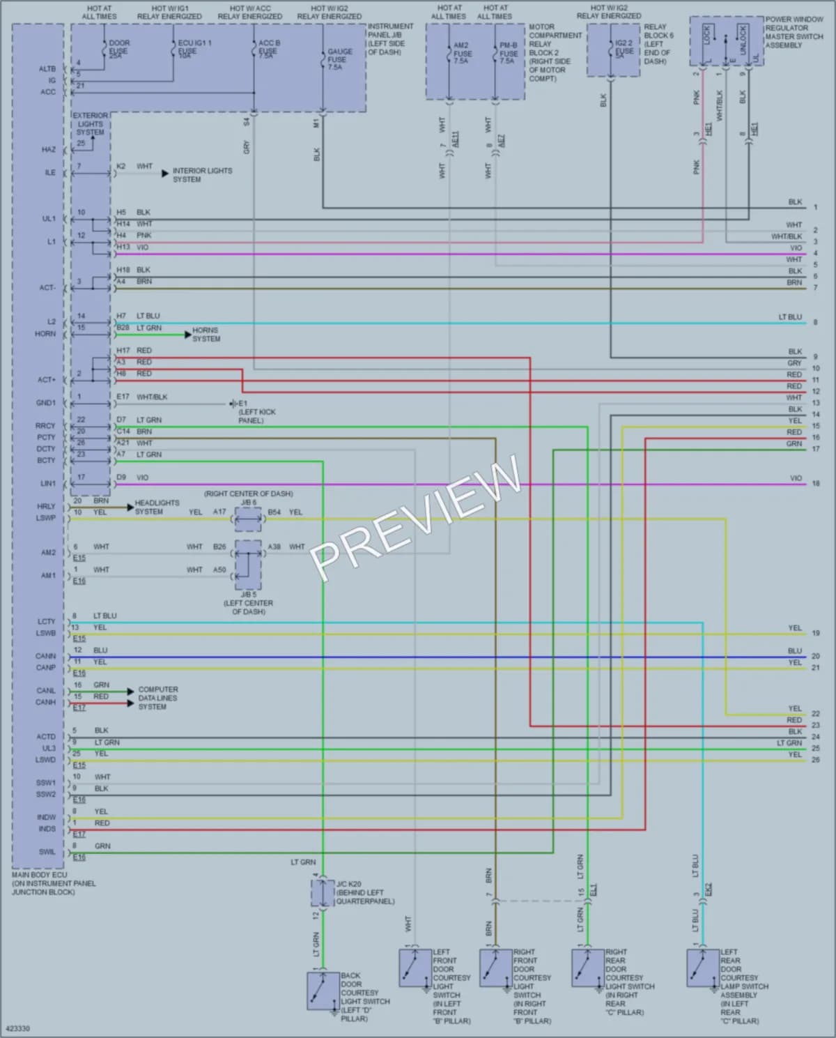 2014 Toyota RAV4 Power Door Locks wiring diagram preview