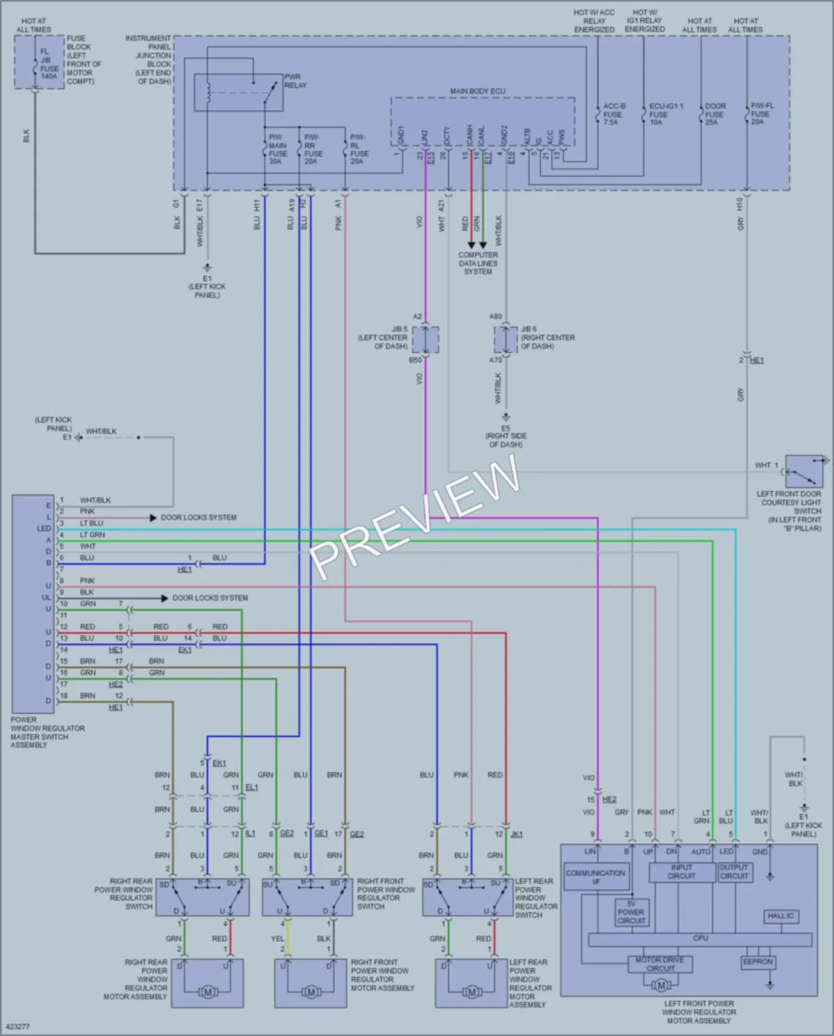 2014 Toyota RAV4 Power Windows wiring diagram preview