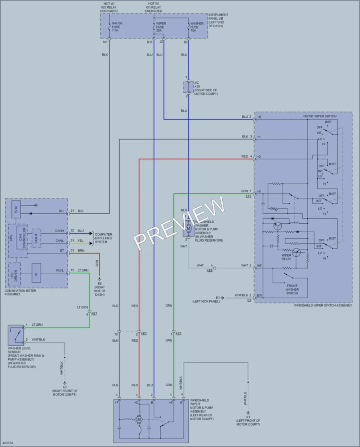 2014 Toyota RAV4 Wiper Washer wiring diagram preview