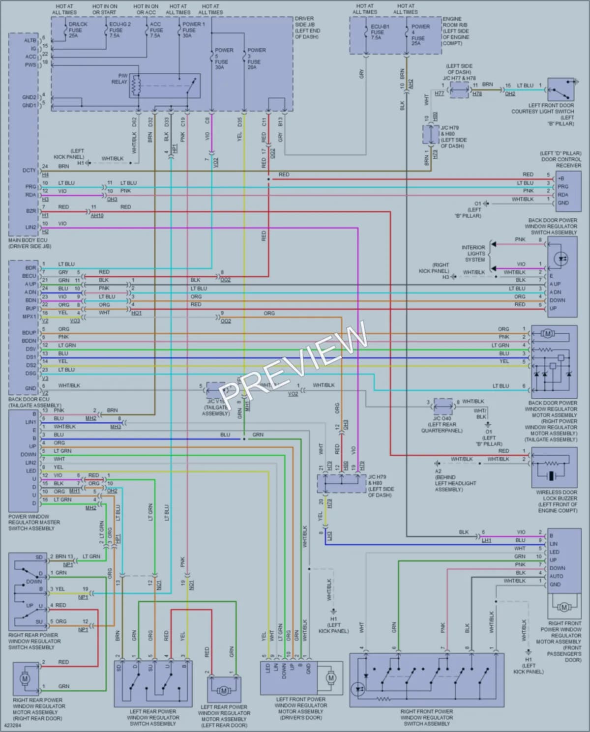 2014 Toyota Sequoia Power Windows wiring diagram preview