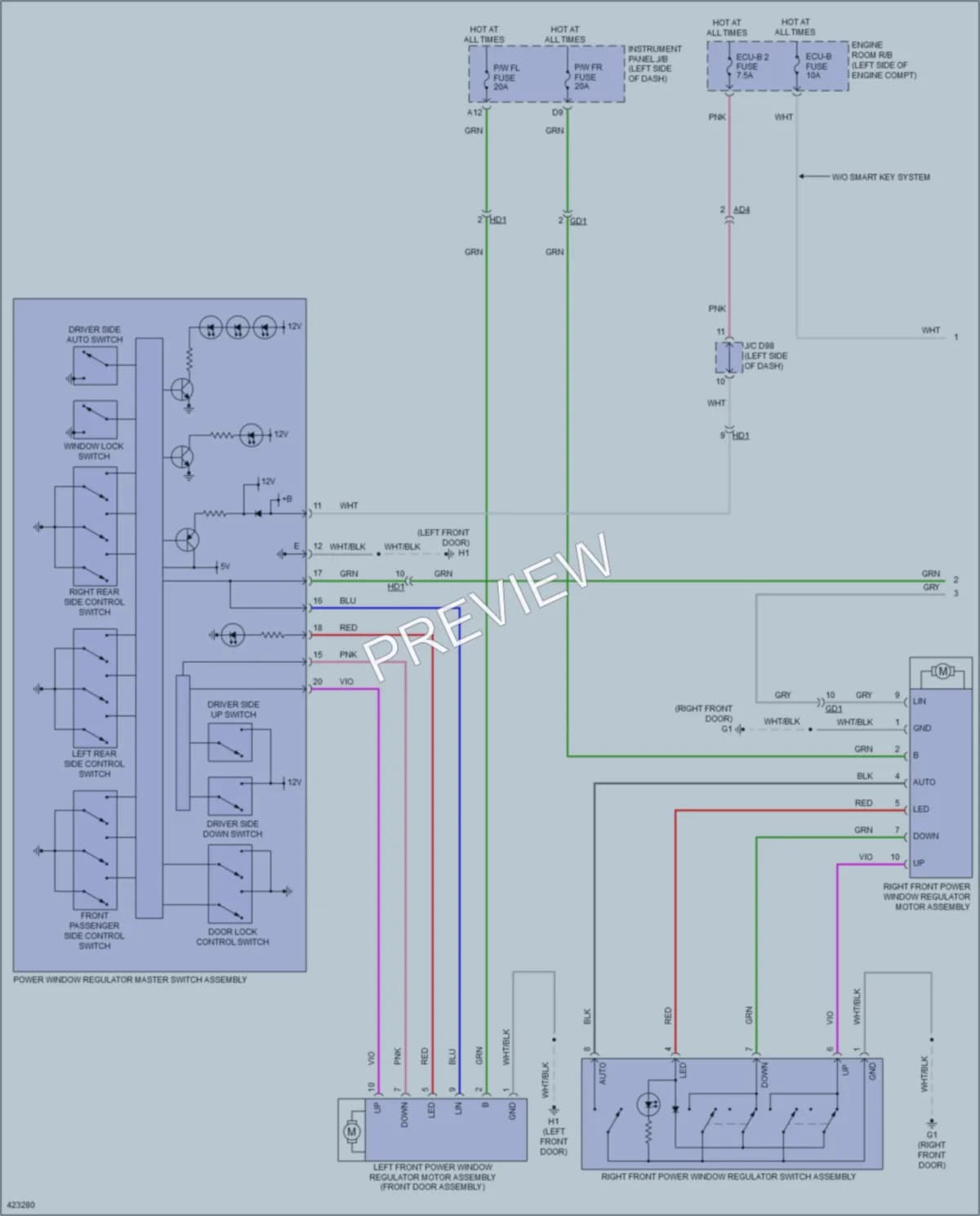 2014 Toyota Sienna Power Windows wiring diagram preview