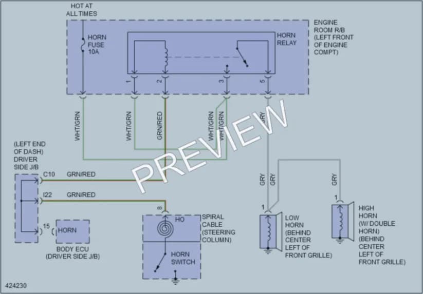 2014 Toyota Tacoma Horn wiring diagram preview