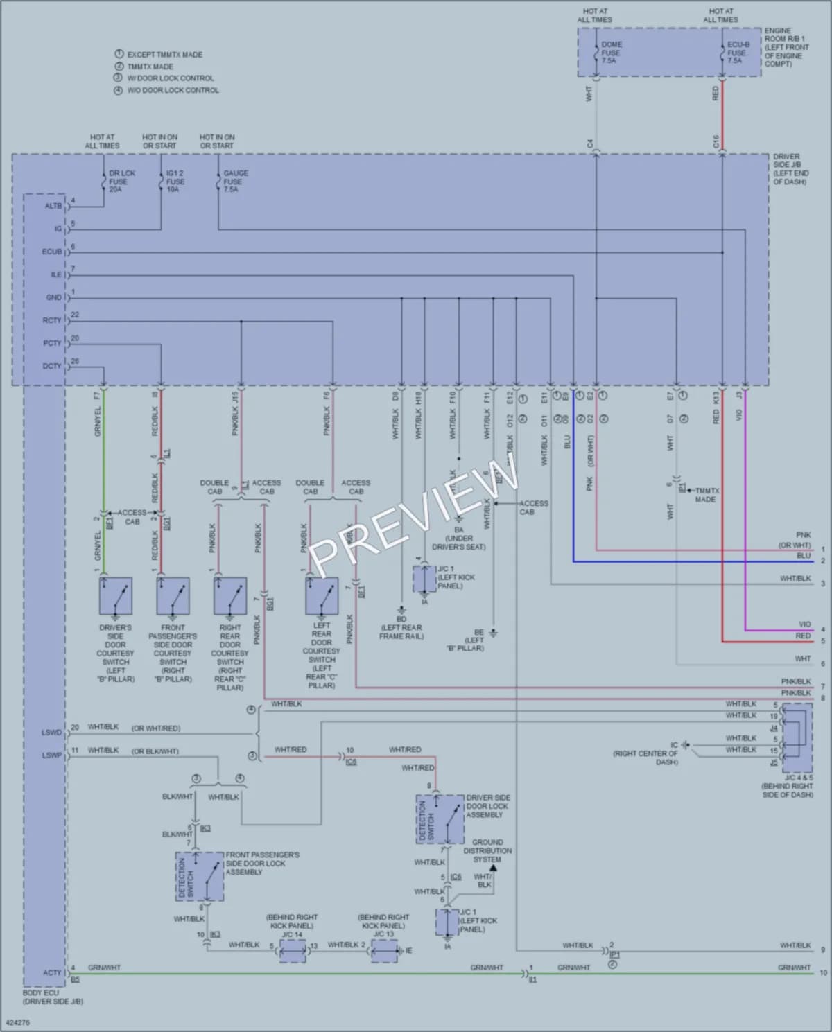 2014 Toyota Tacoma Interior Lights wiring diagram preview