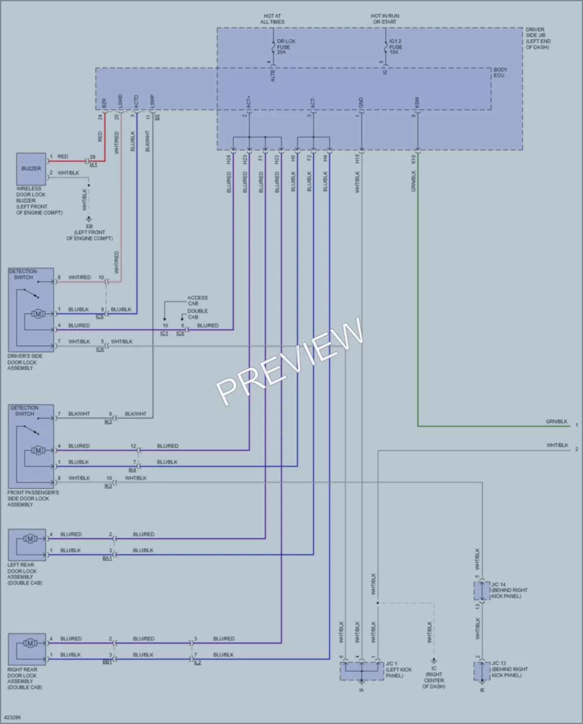 2014 Toyota Tacoma Power Door Locks wiring diagram preview