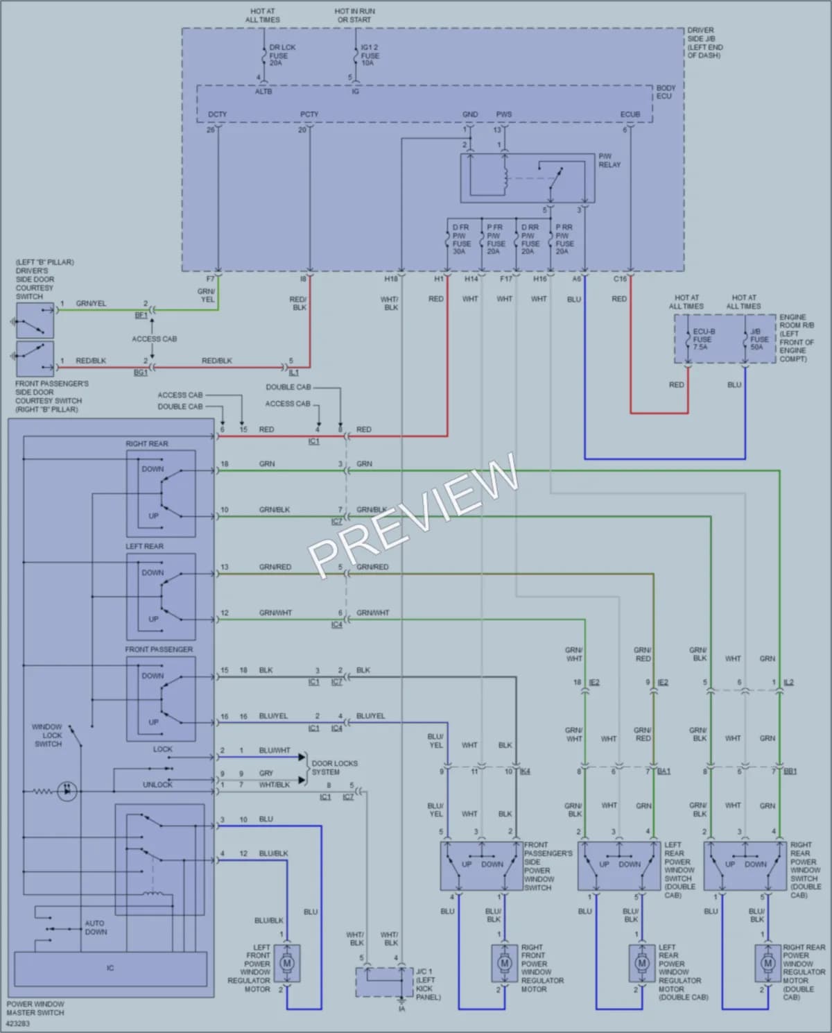 2014 Toyota Tacoma Power Windows wiring diagram preview
