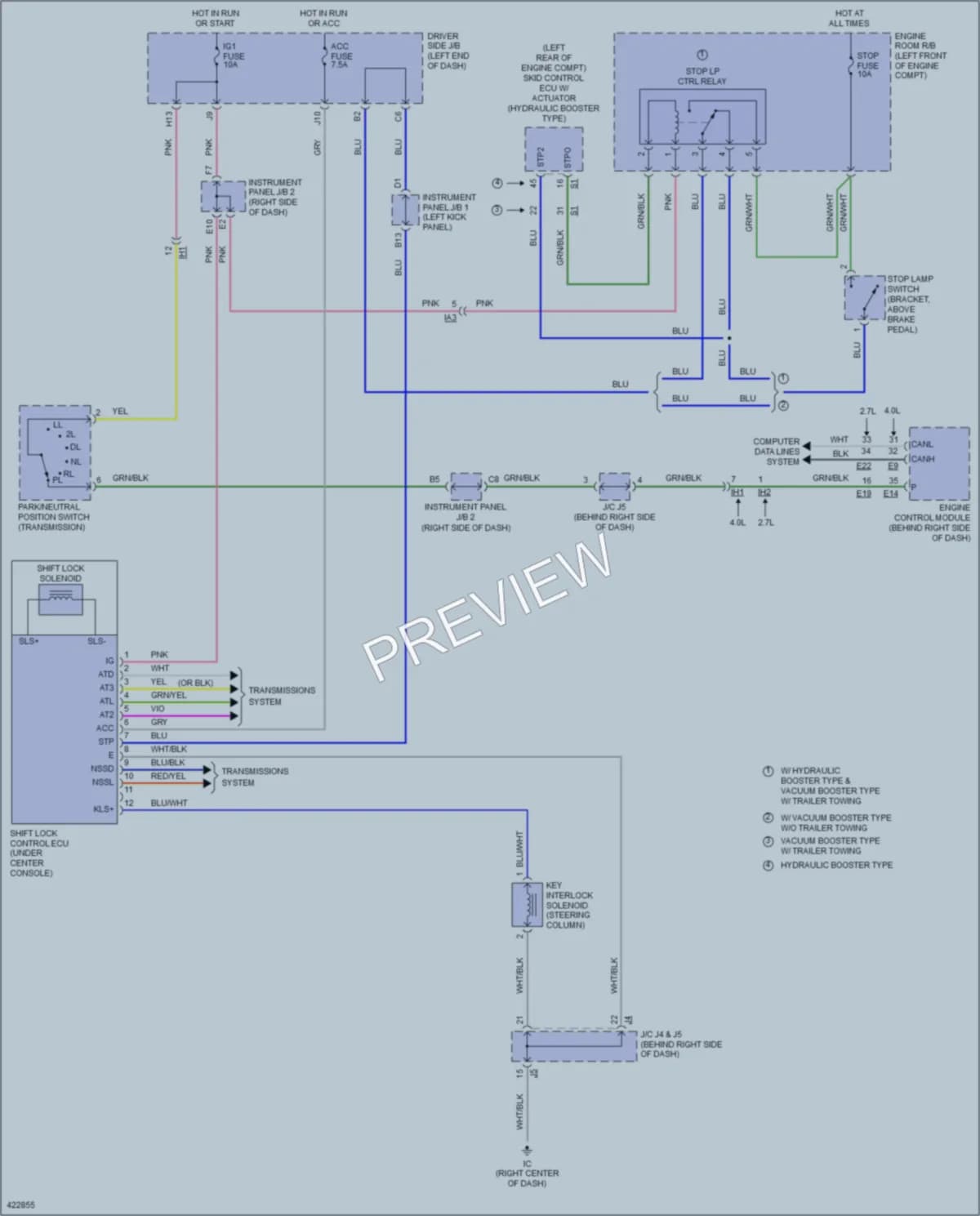 2014 Toyota Tacoma Shift Interlock wiring diagram preview