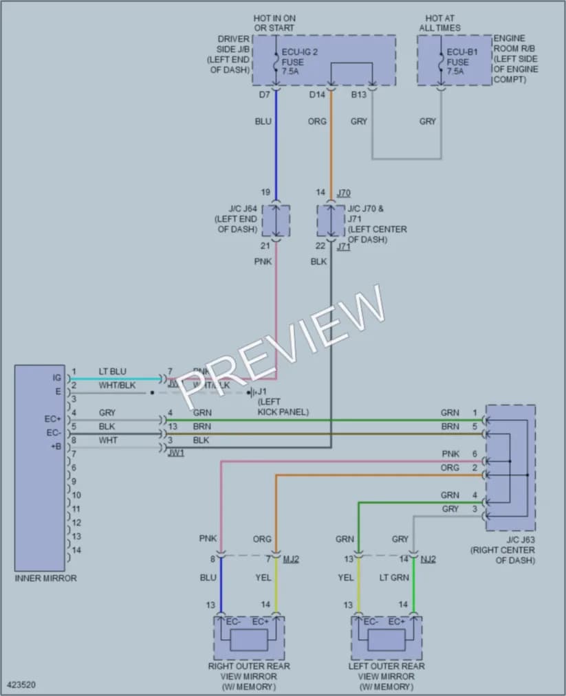 2014 Toyota Tundra Power Mirrors wiring diagram preview