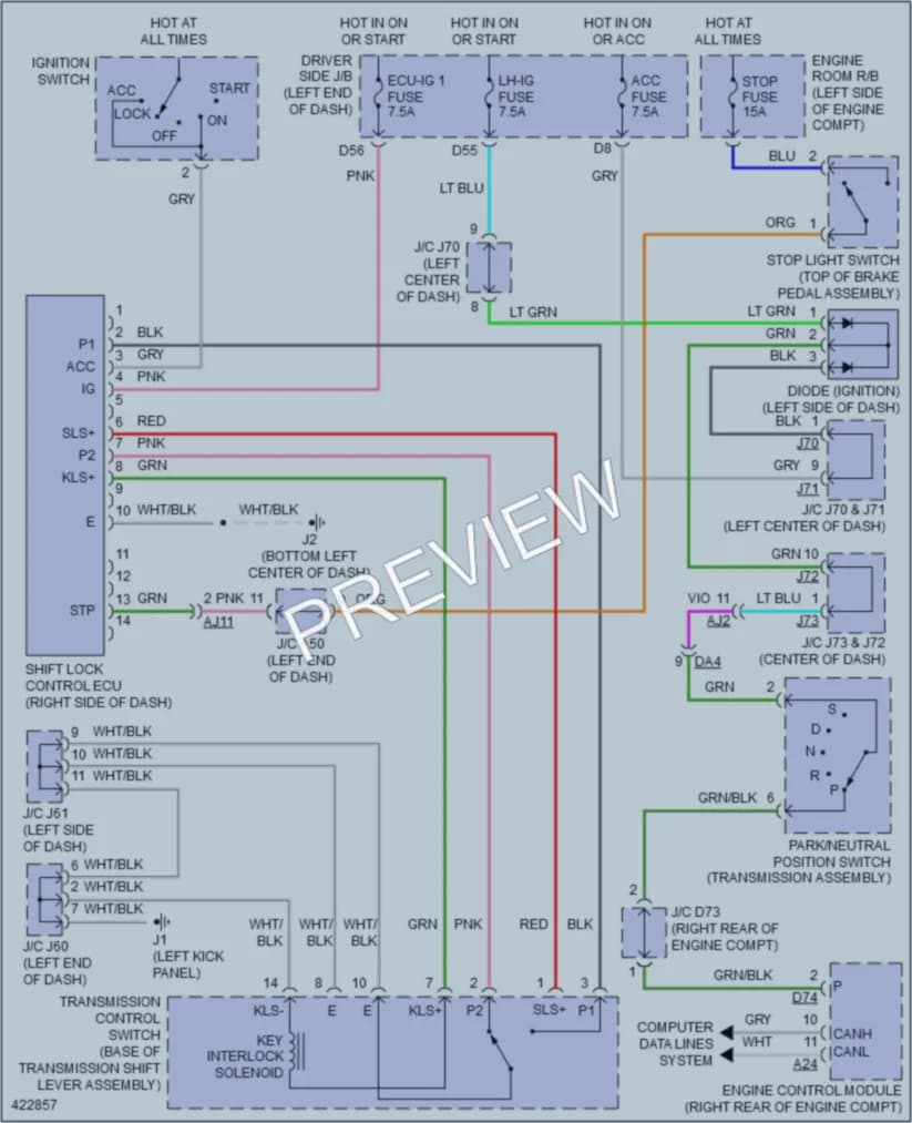 2014 Toyota Tundra Shift Interlock wiring diagram preview