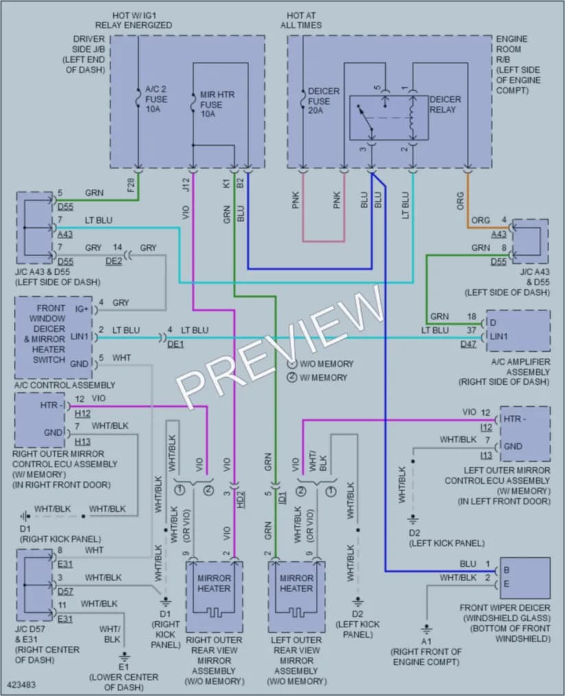 2014 Toyota Venza Defoggers wiring diagram preview