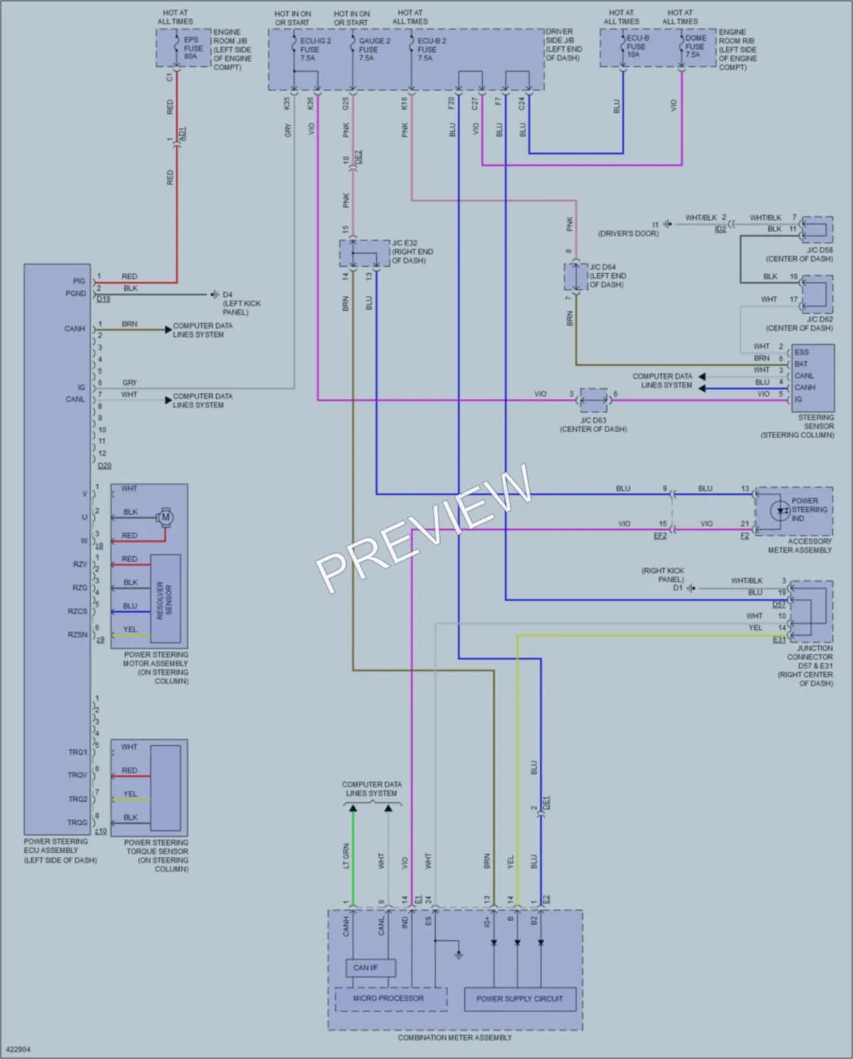 2014 Toyota Venza Electronic Power Steering wiring diagram preview