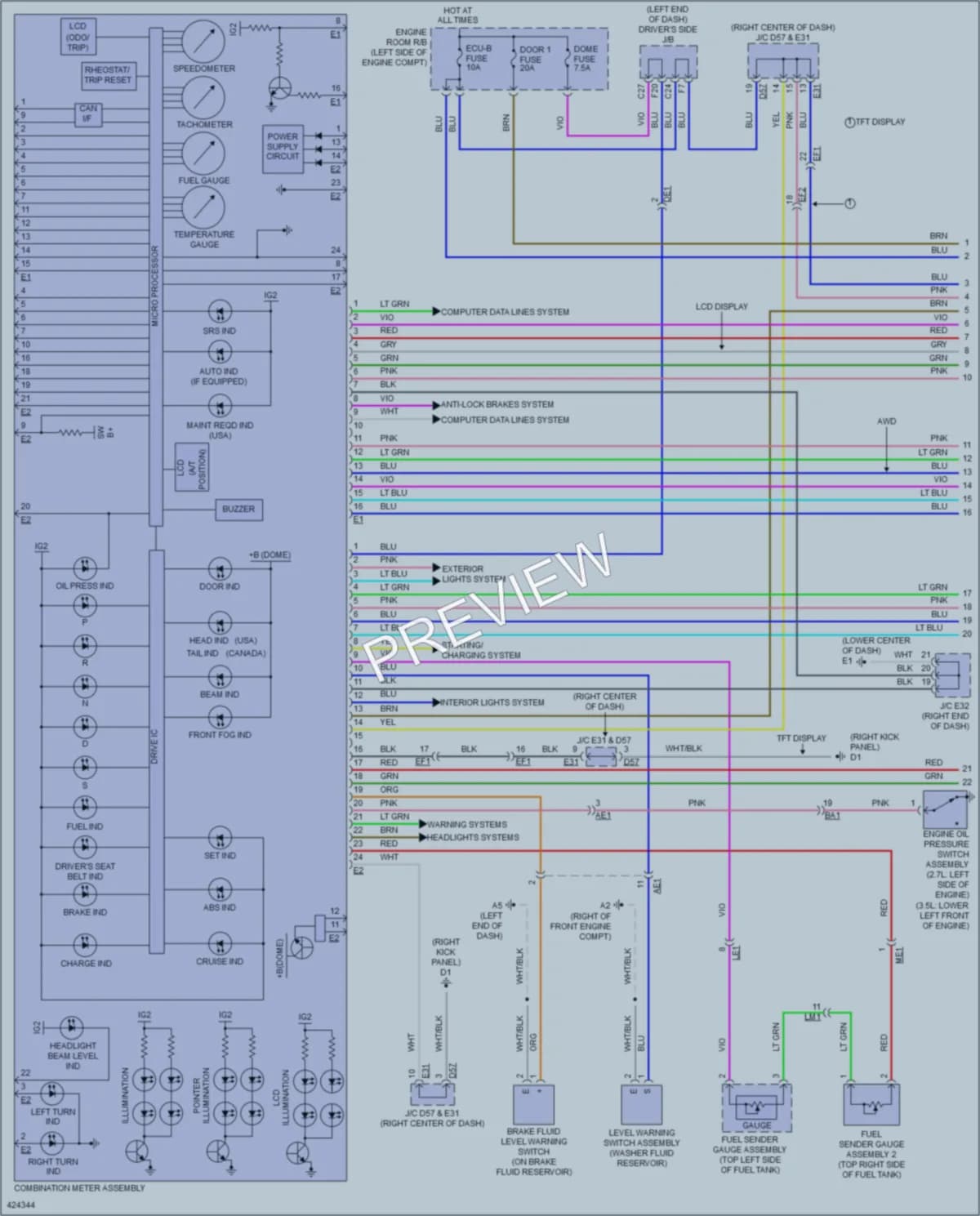 2014 Toyota Venza Instrument Cluster wiring diagram preview
