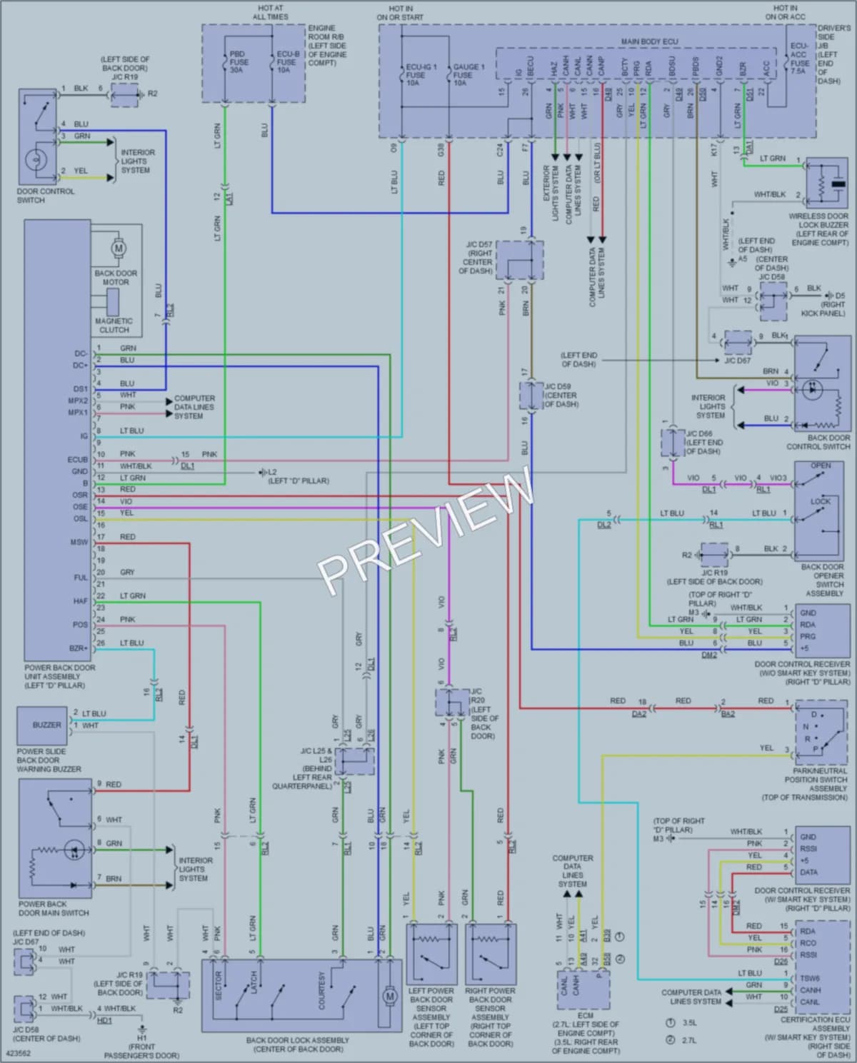 2014 Toyota Venza Trunk Tailgate Fuel Door wiring diagram preview