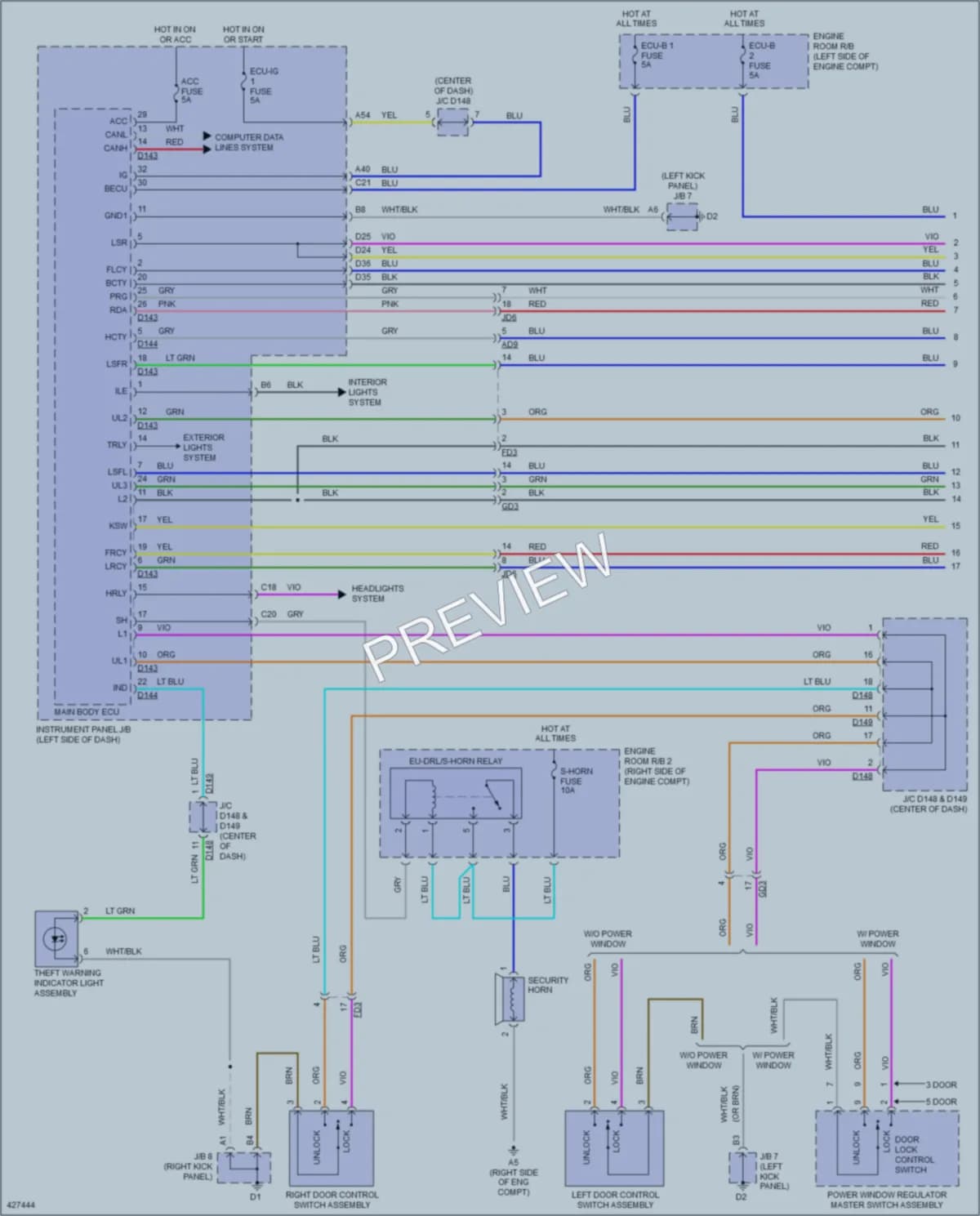 2014 Toyota Yaris Anti Theft wiring diagram preview