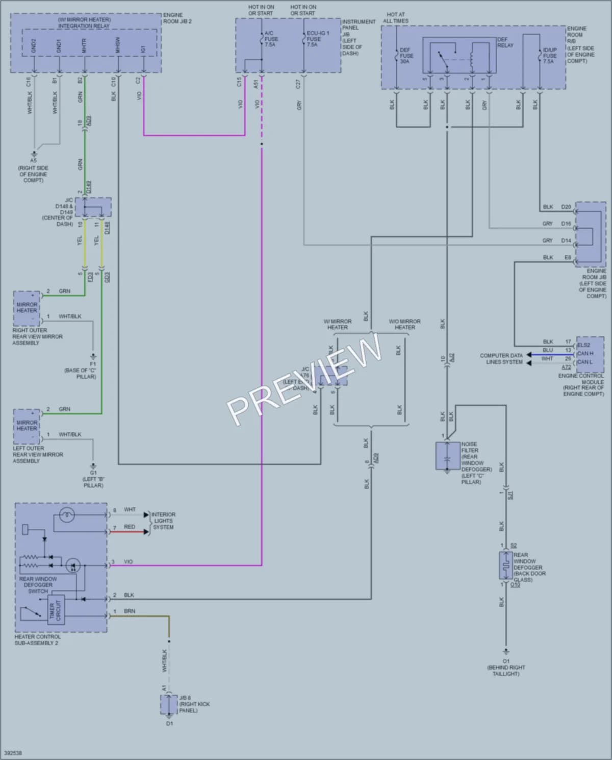 2014 Toyota Yaris Defoggers wiring diagram preview