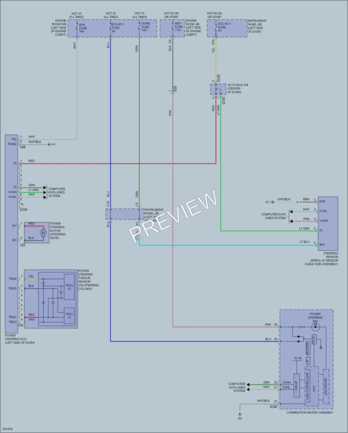 2014 Toyota Yaris Electronic Power Steering wiring diagram preview