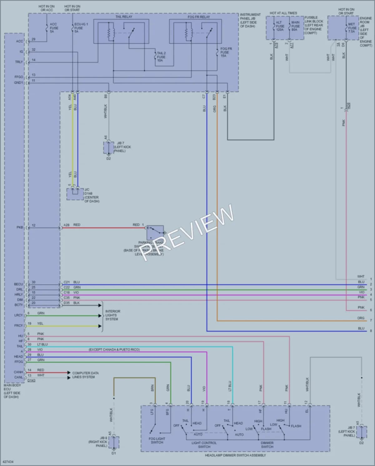 2014 Toyota Yaris Headlights wiring diagram preview