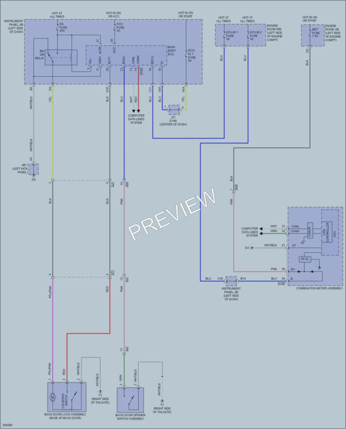 2014 Toyota Yaris Trunk Tailgate Fuel Door wiring diagram preview