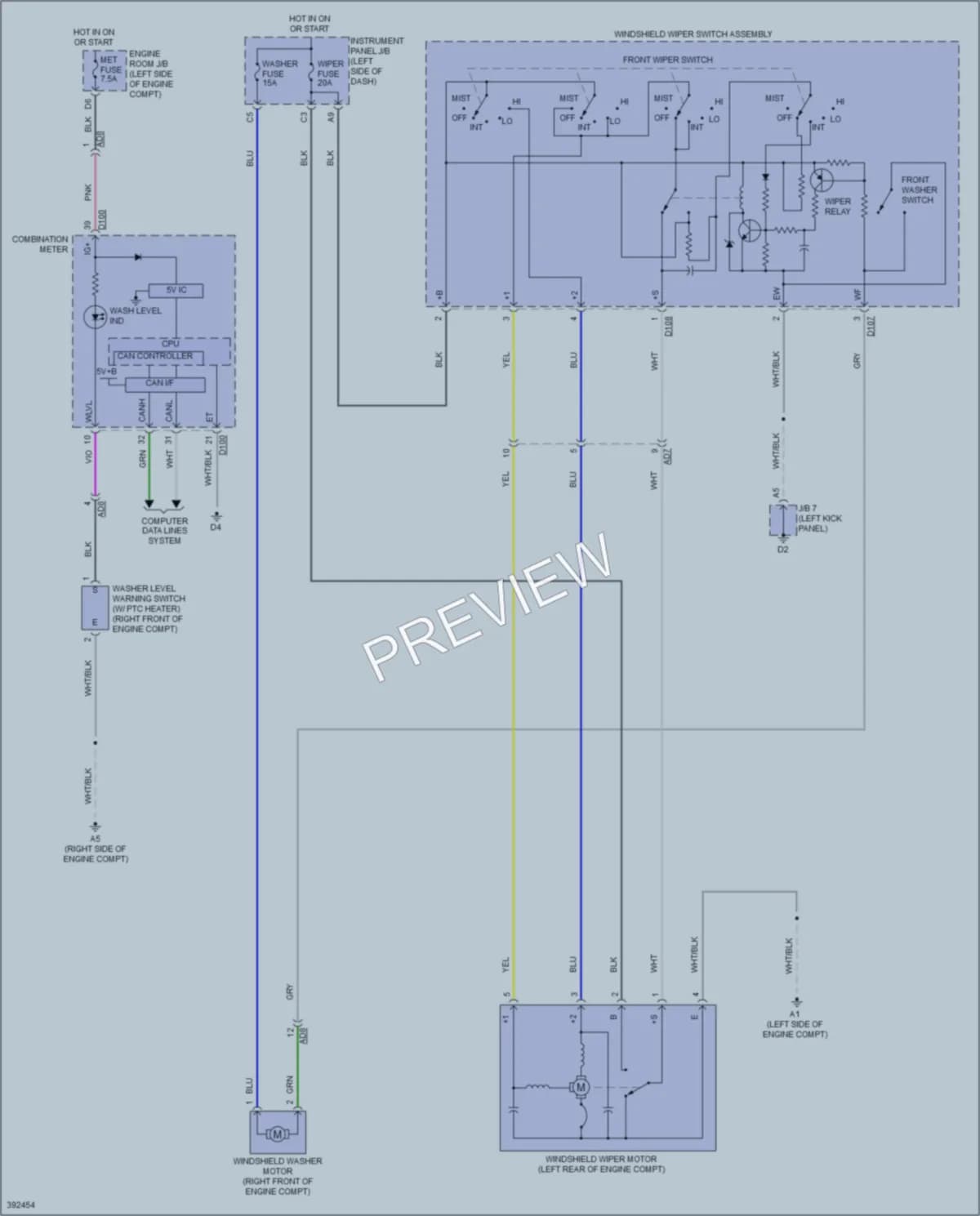 2014 Toyota Yaris Wiper Washer wiring diagram preview