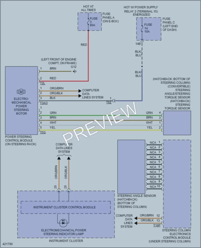 2014 Volkswagen Beetle Electronic Power Steering wiring diagram preview