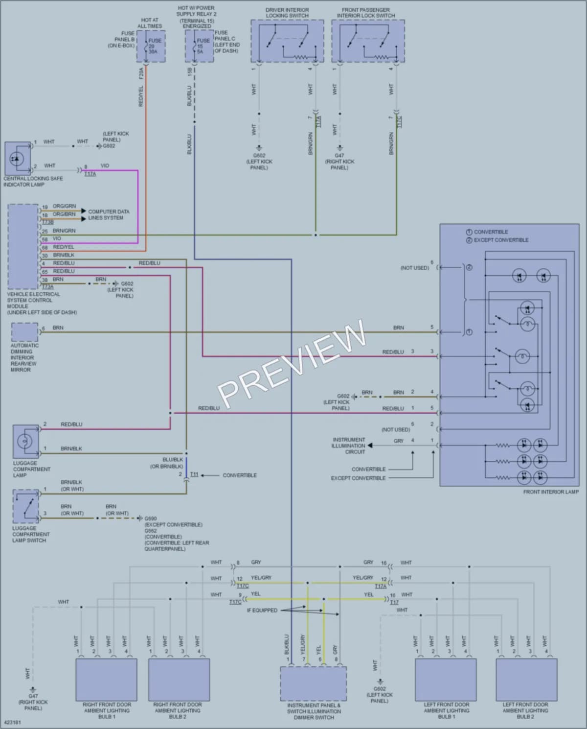 2014 Volkswagen Beetle Interior Lights wiring diagram preview