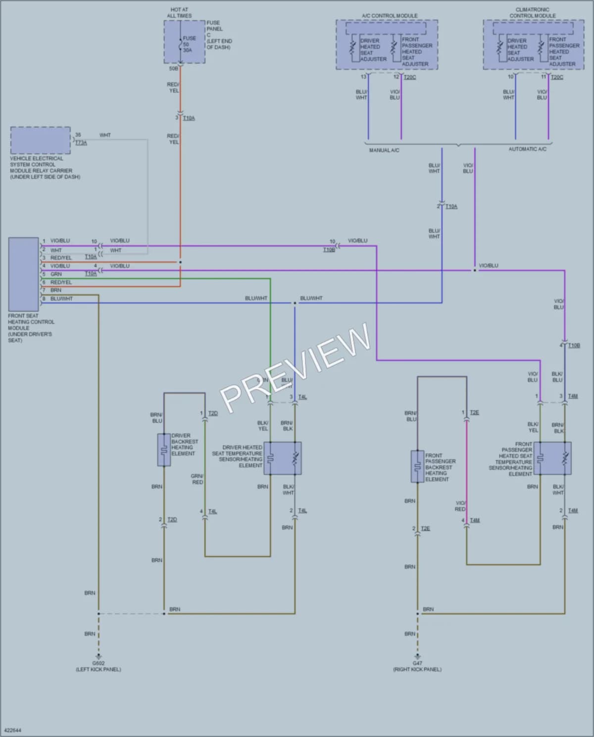 2014 Volkswagen Beetle Power Seats wiring diagram preview