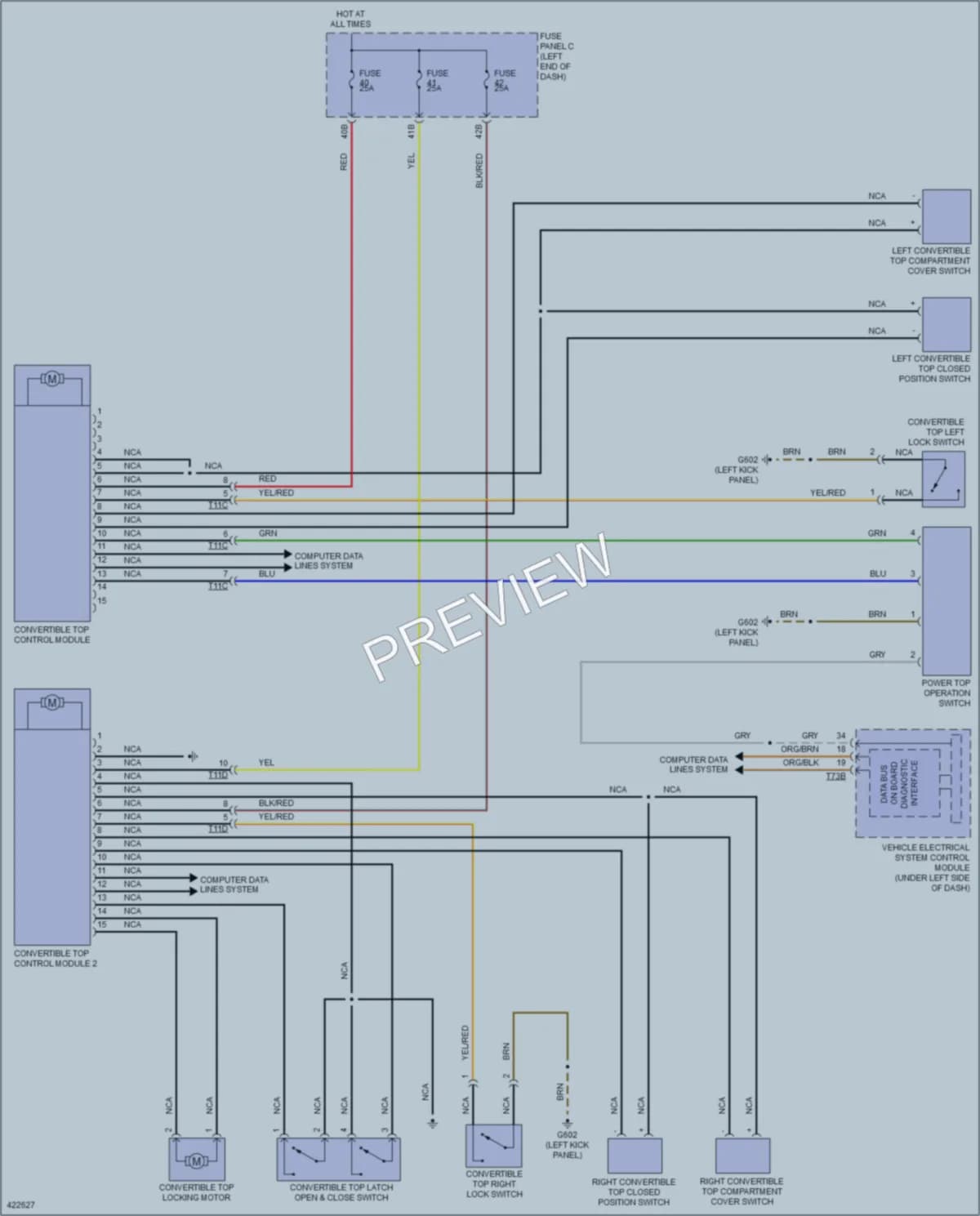 2014 Volkswagen Beetle Power Top Sunroof wiring diagram preview