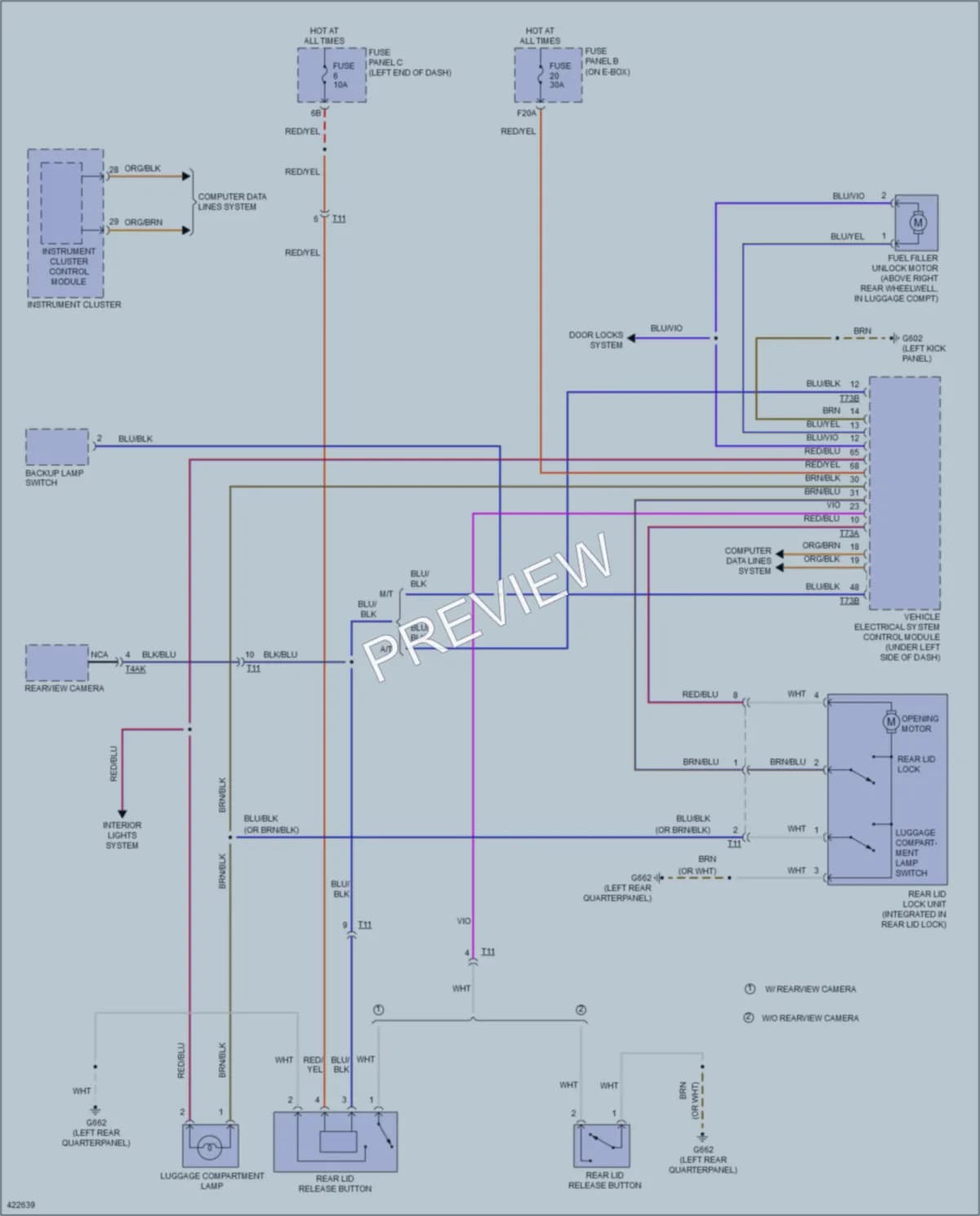2014 Volkswagen Beetle Trunk Tailgate Fuel Door wiring diagram preview