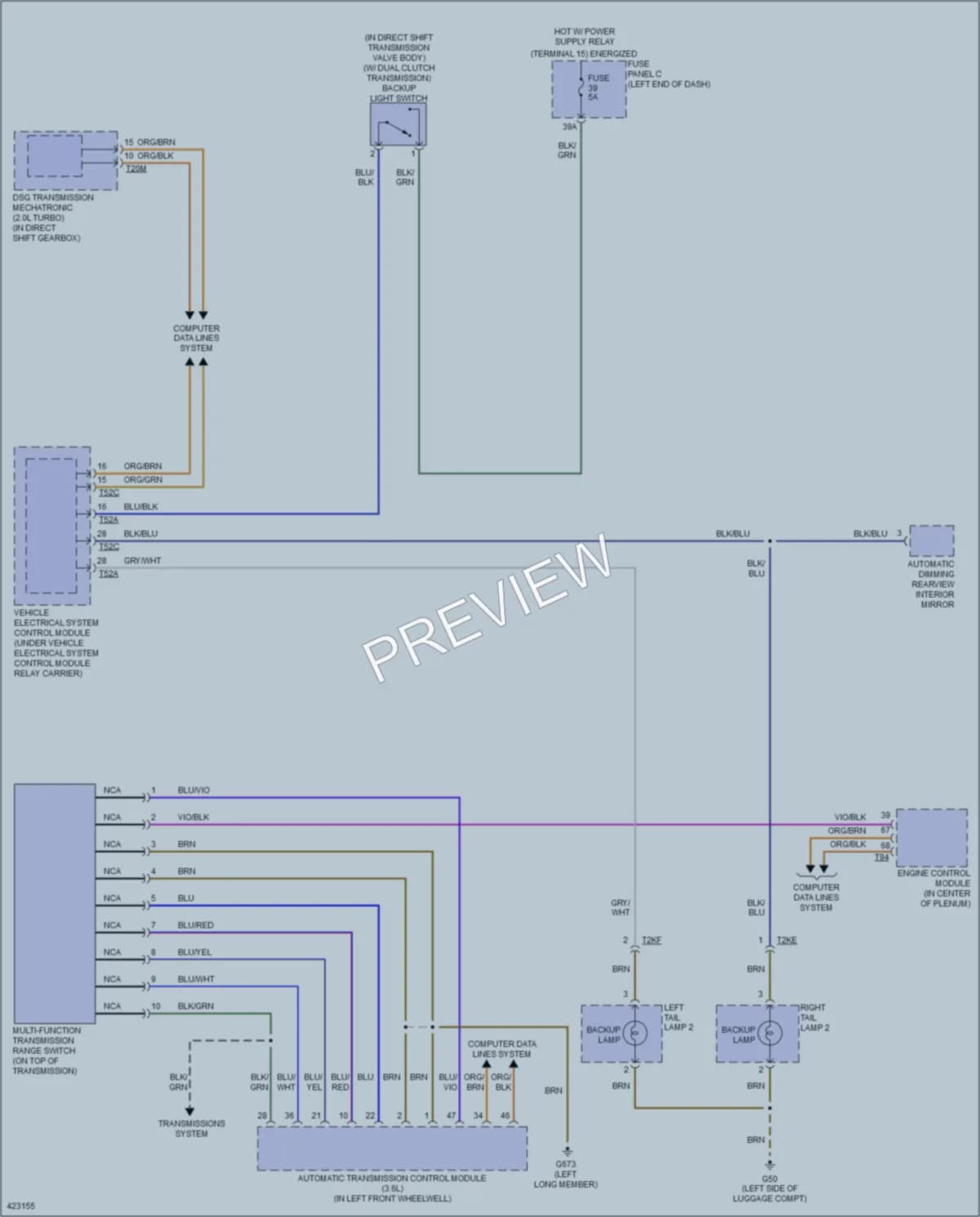 2014 Volkswagen CC Exterior Lights wiring diagram preview