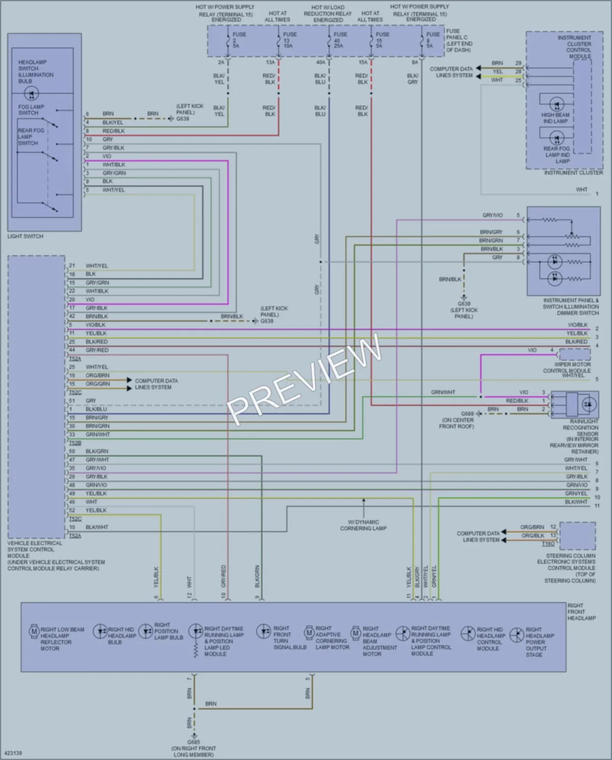 2014 Volkswagen CC Headlights wiring diagram preview