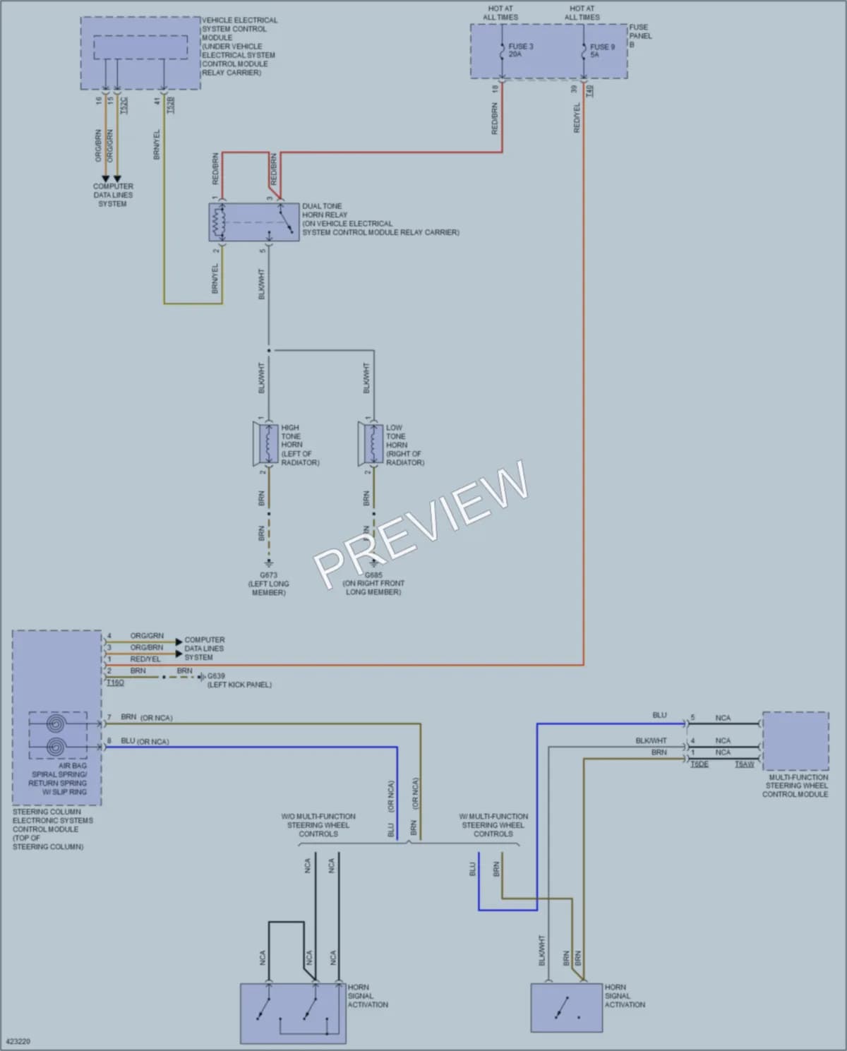 2014 Volkswagen CC Horn wiring diagram preview