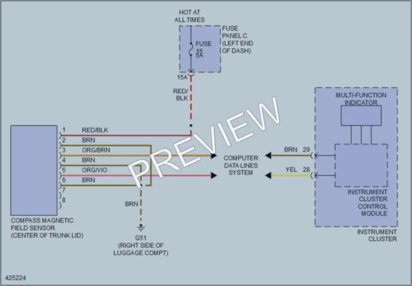 2014 Volkswagen CC Instrument Cluster wiring diagram preview