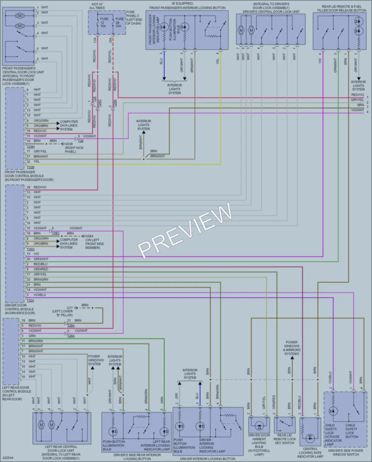 2014 Volkswagen CC Power Door Locks wiring diagram preview