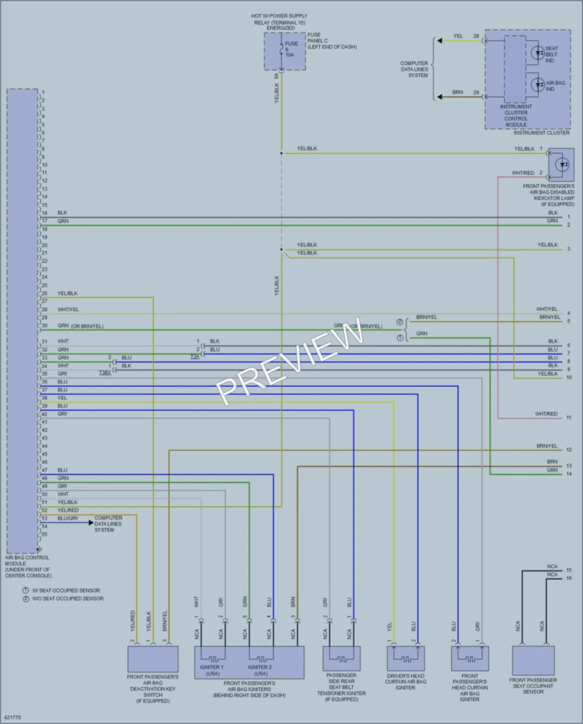 2014 Volkswagen CC Supplemental Restraints wiring diagram preview