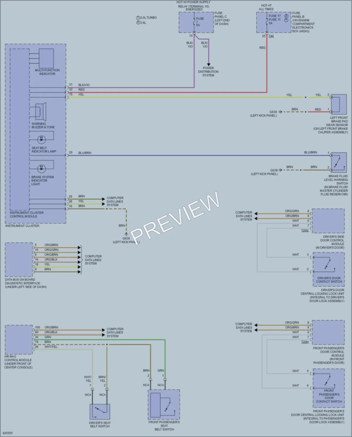 2014 Volkswagen CC Warning Systems wiring diagram preview