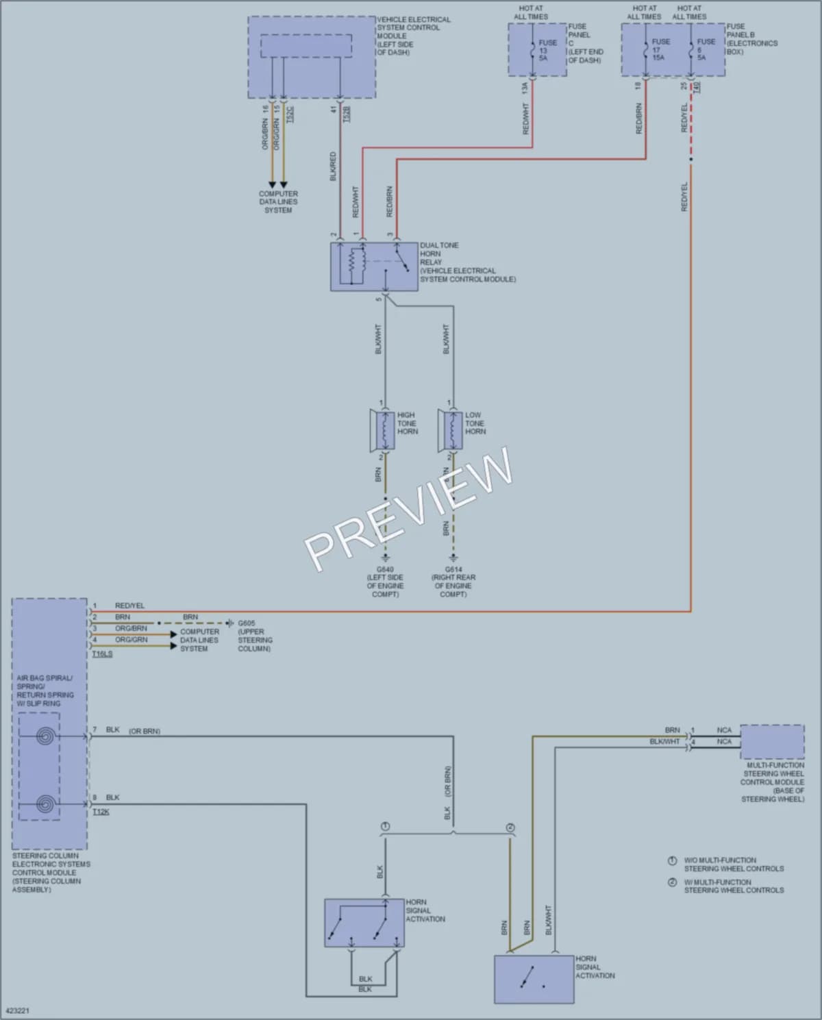 2014 Volkswagen Eos Horn wiring diagram preview