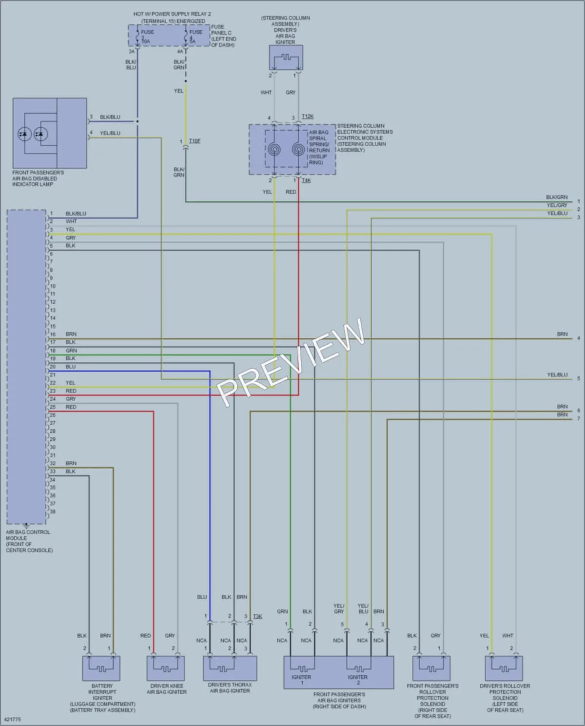 2014 Volkswagen Eos Supplemental Restraints wiring diagram preview