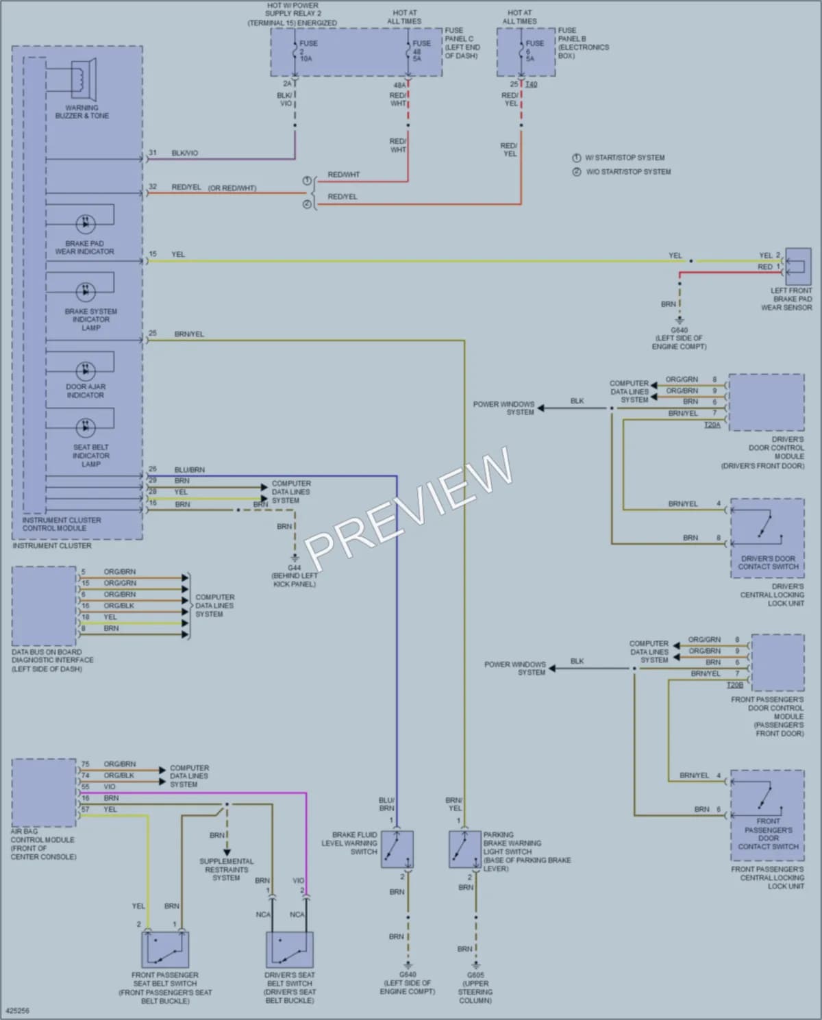 2014 Volkswagen Eos Warning Systems wiring diagram preview