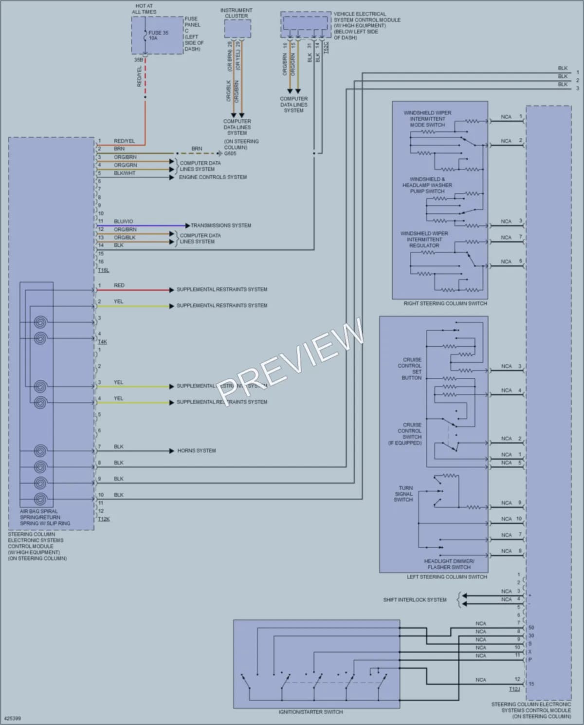 2014 Volkswagen 4D Sedan Body Control Modules wiring diagram preview with protected circuit layout