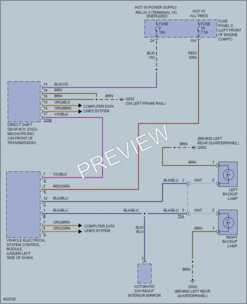 2014 Volkswagen GTI Exterior Lights wiring diagram preview
