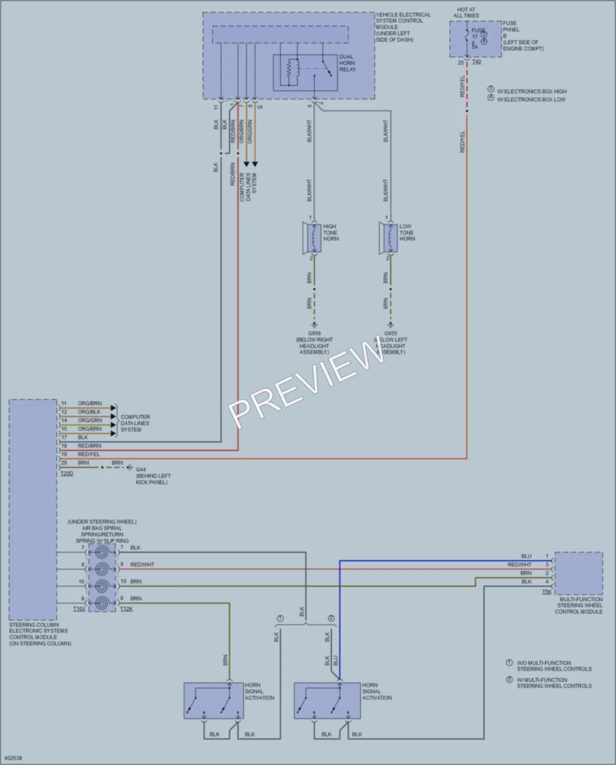 2014 Volkswagen GTI Horn wiring diagram preview
