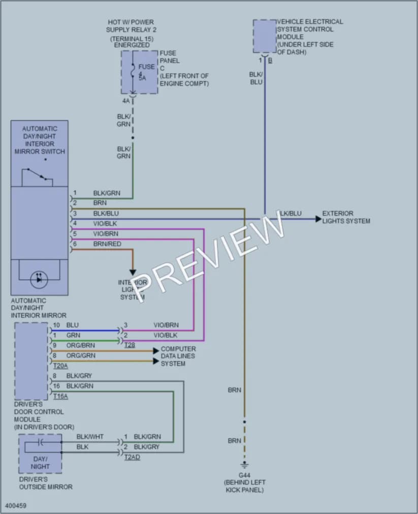 2014 Volkswagen GTI Power Mirrors wiring diagram preview
