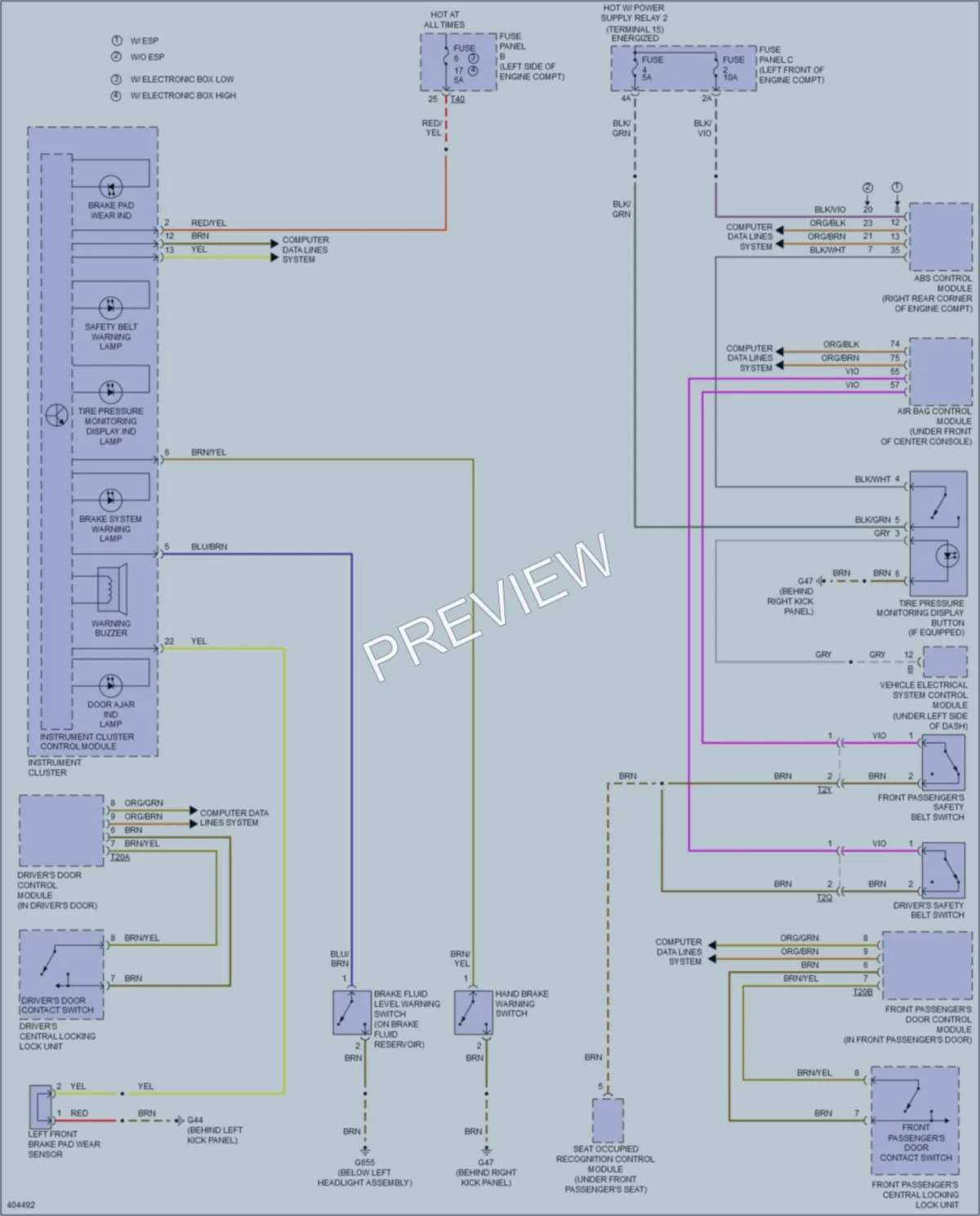 2014 Volkswagen GTI Warning Systems wiring diagram preview
