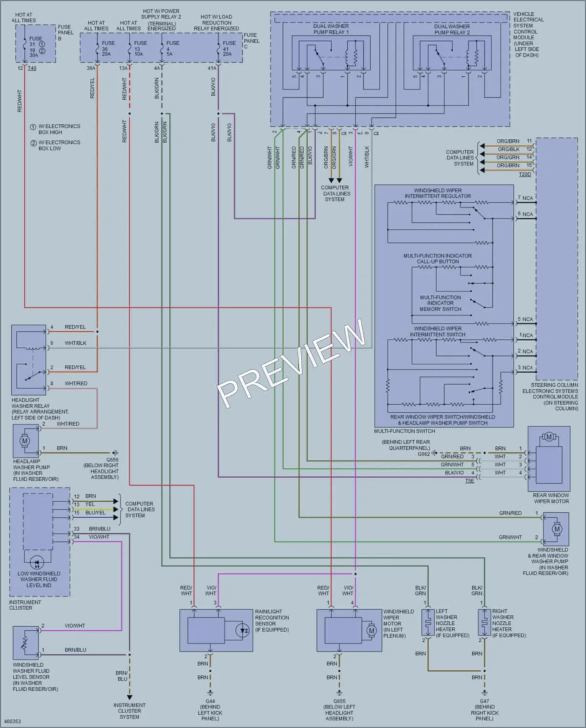 2014 Volkswagen GTI Wiper Washer wiring diagram preview