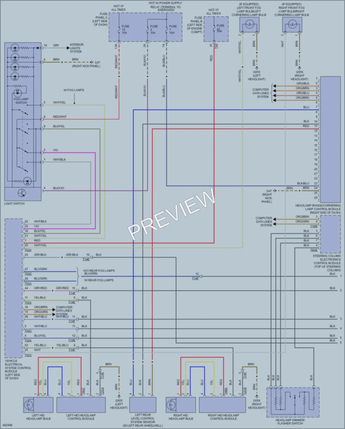 2014 Volkswagen Golf Headlights wiring diagram preview