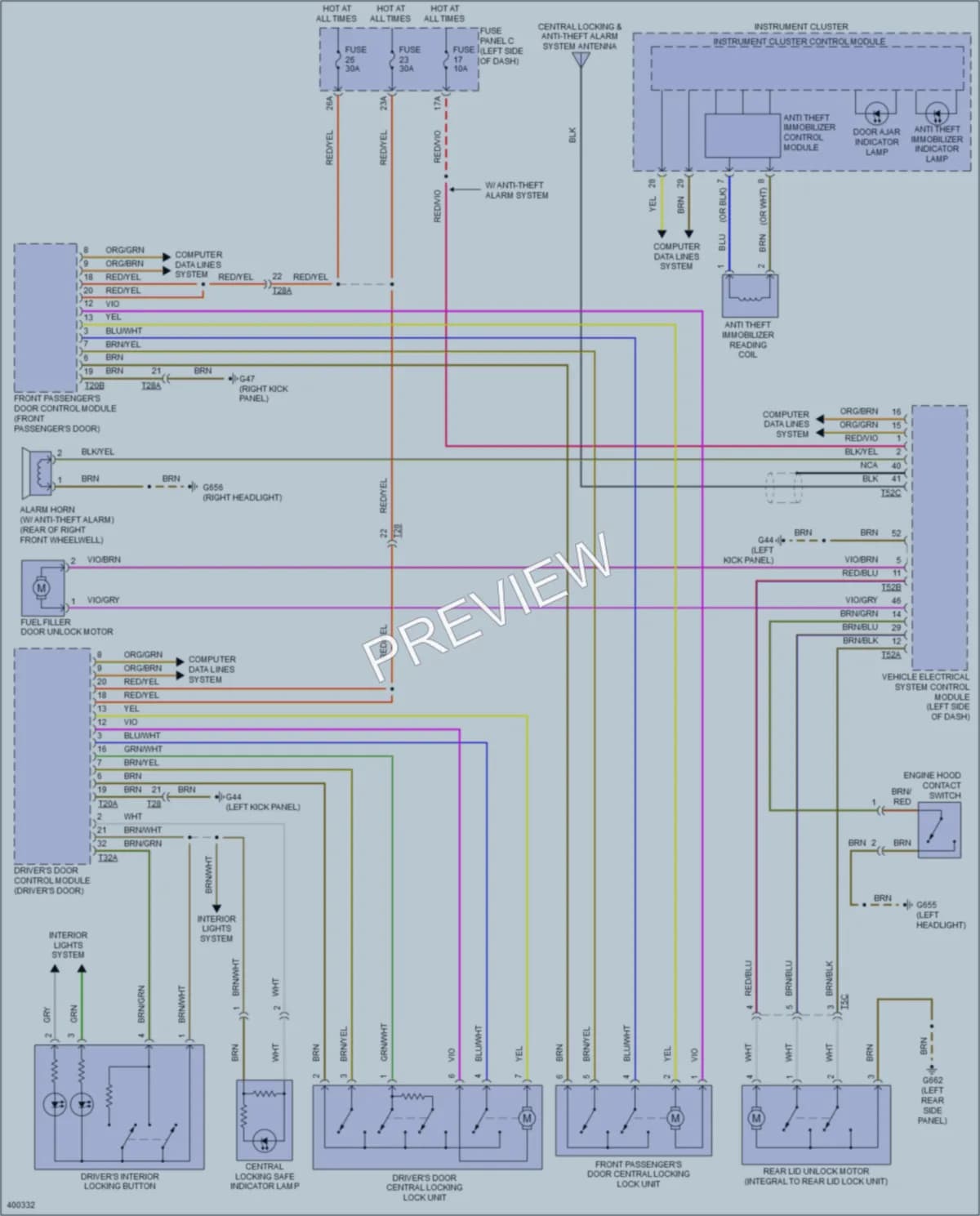 2014 Volkswagen Golf Power Door Locks wiring diagram preview