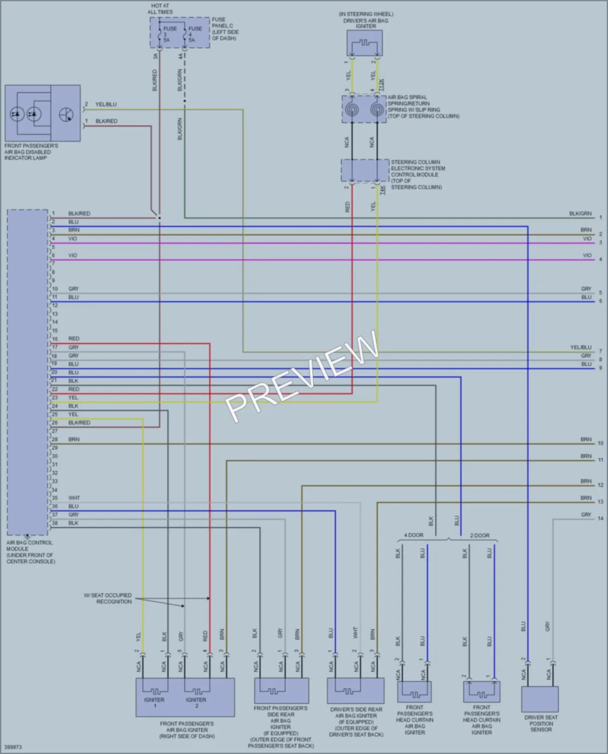 2014 Volkswagen Golf Supplemental Restraints wiring diagram preview