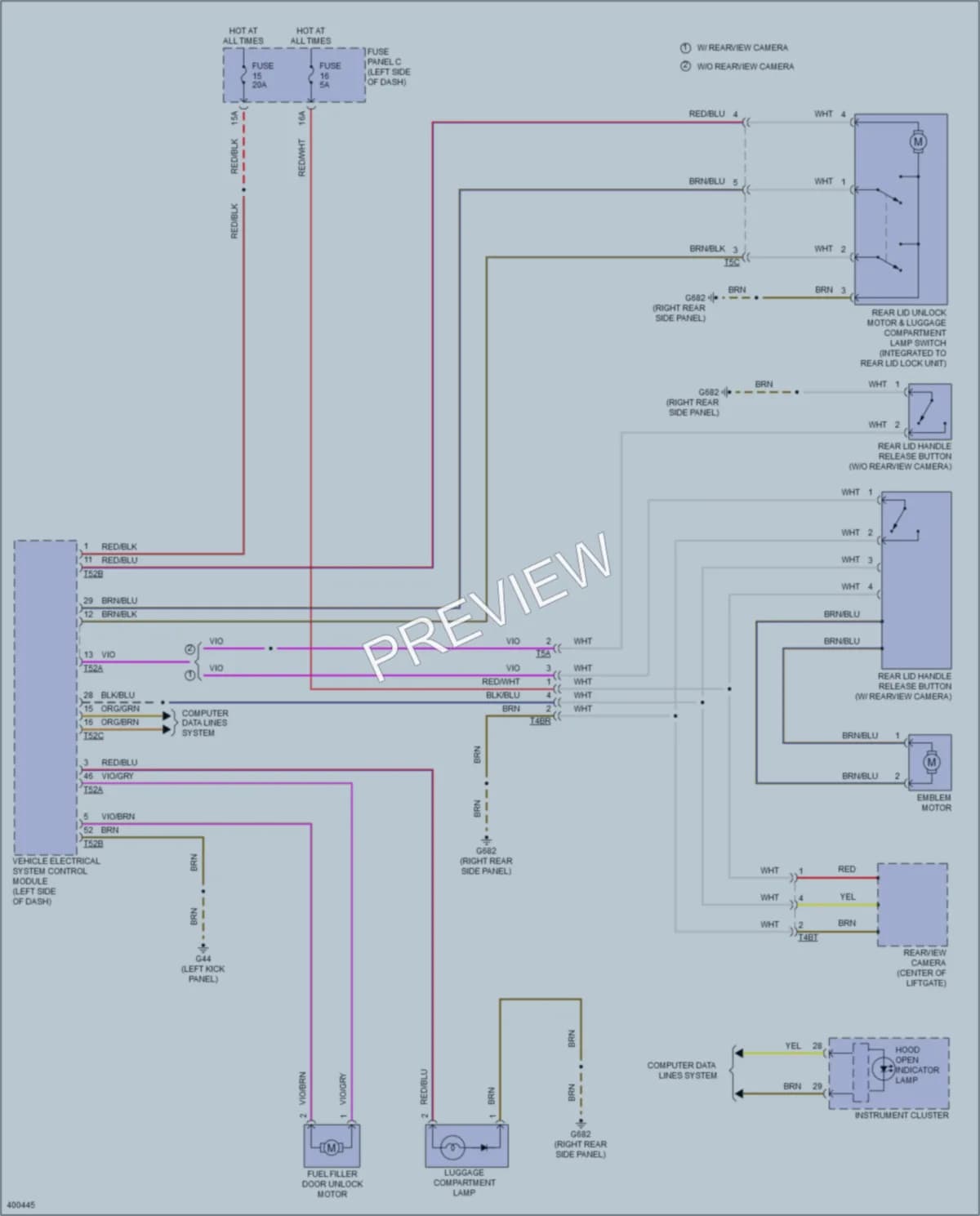 2014 Volkswagen Golf Trunk Tailgate Fuel Door wiring diagram preview
