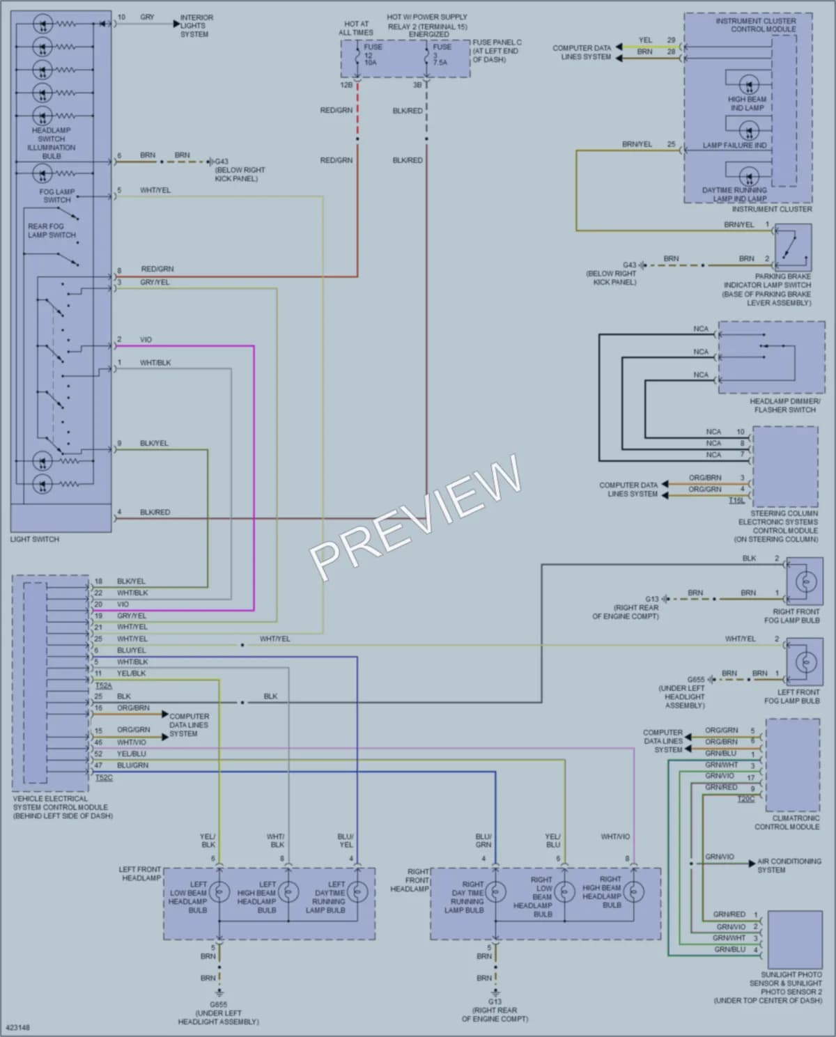 2014 Volkswagen Passat Headlights wiring diagram preview