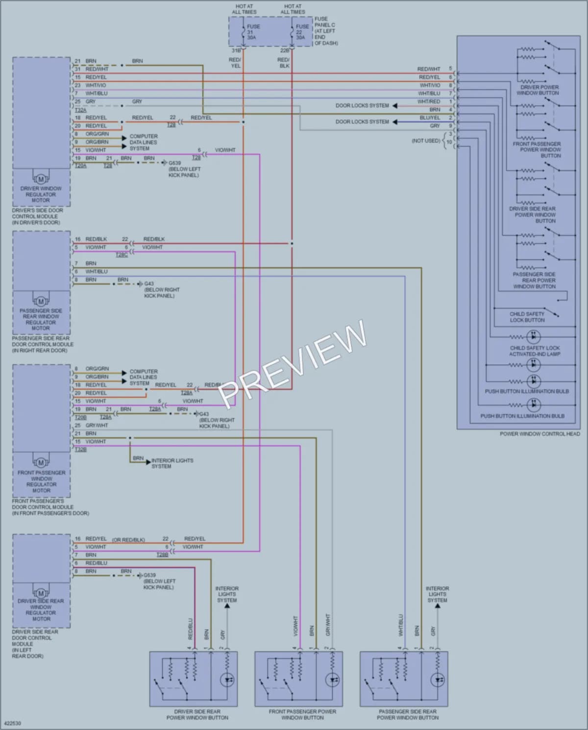 2014 Volkswagen Passat Power Windows wiring diagram preview