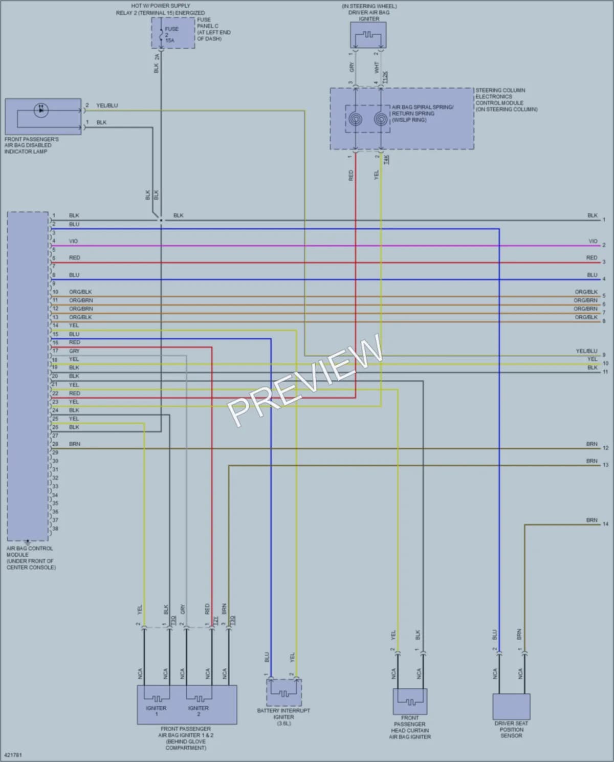 2014 Volkswagen Passat Supplemental Restraints wiring diagram preview